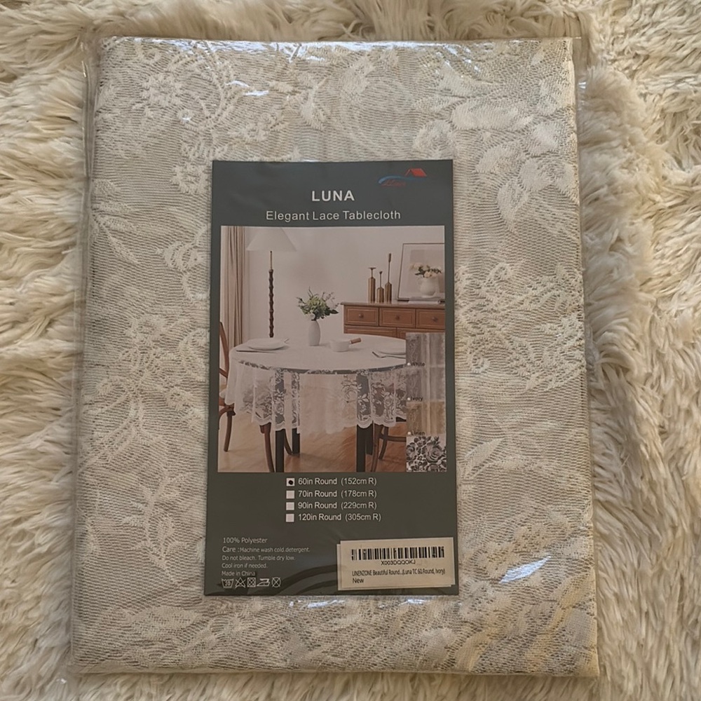 Elegant Lace Tablecloth by Luna Vintage Ivory NWT